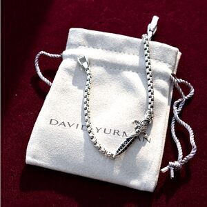 David Yurman 925 Sterling Silver Waves Dagger Chain Bracelet 8" Unworn